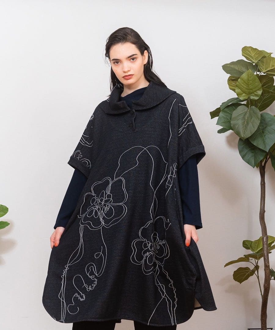 2024年モデル☆慈雨 糸あそび チュニック ワンピース 花 刺繍