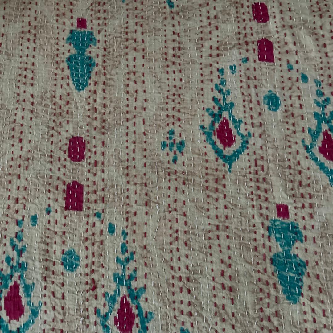 ◆グリーンのマルチカバー　キルティングブランケット　ボタニカル