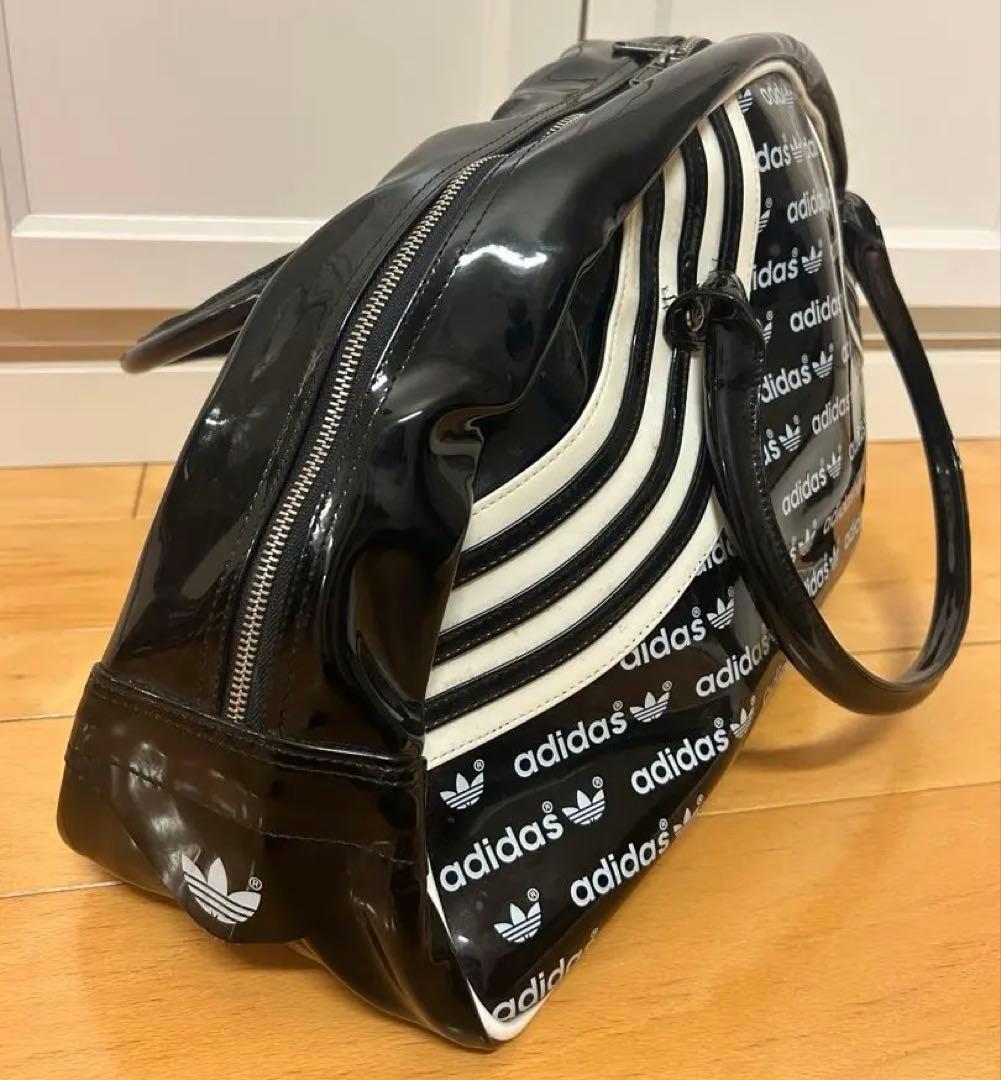 ヴィンテージ アディダス ロゴ総柄　エナメルボストンバック　80年代