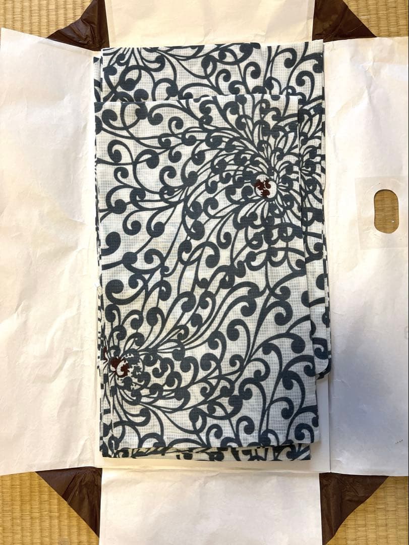 竺仙綿紅梅　浴衣・帯セット　夏訪問着