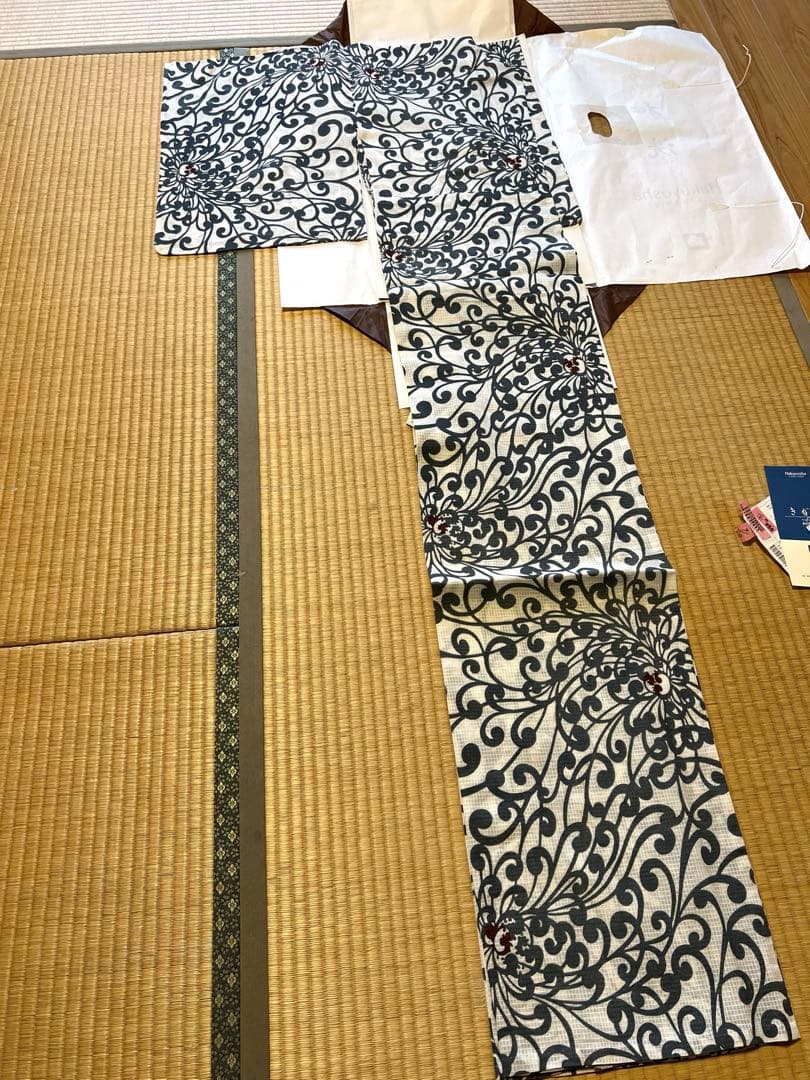 竺仙綿紅梅　浴衣・帯セット　夏訪問着