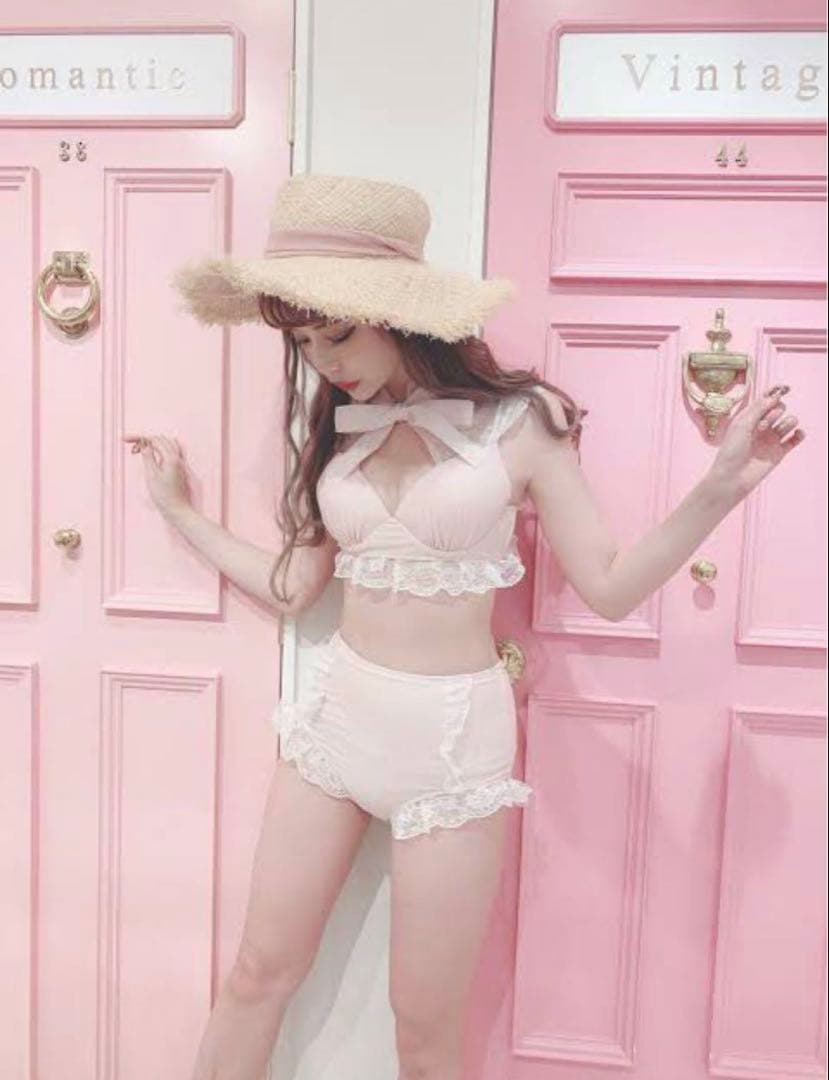 swankiss 水着 ビキニ　ピンク　レース　リボン　フリル
