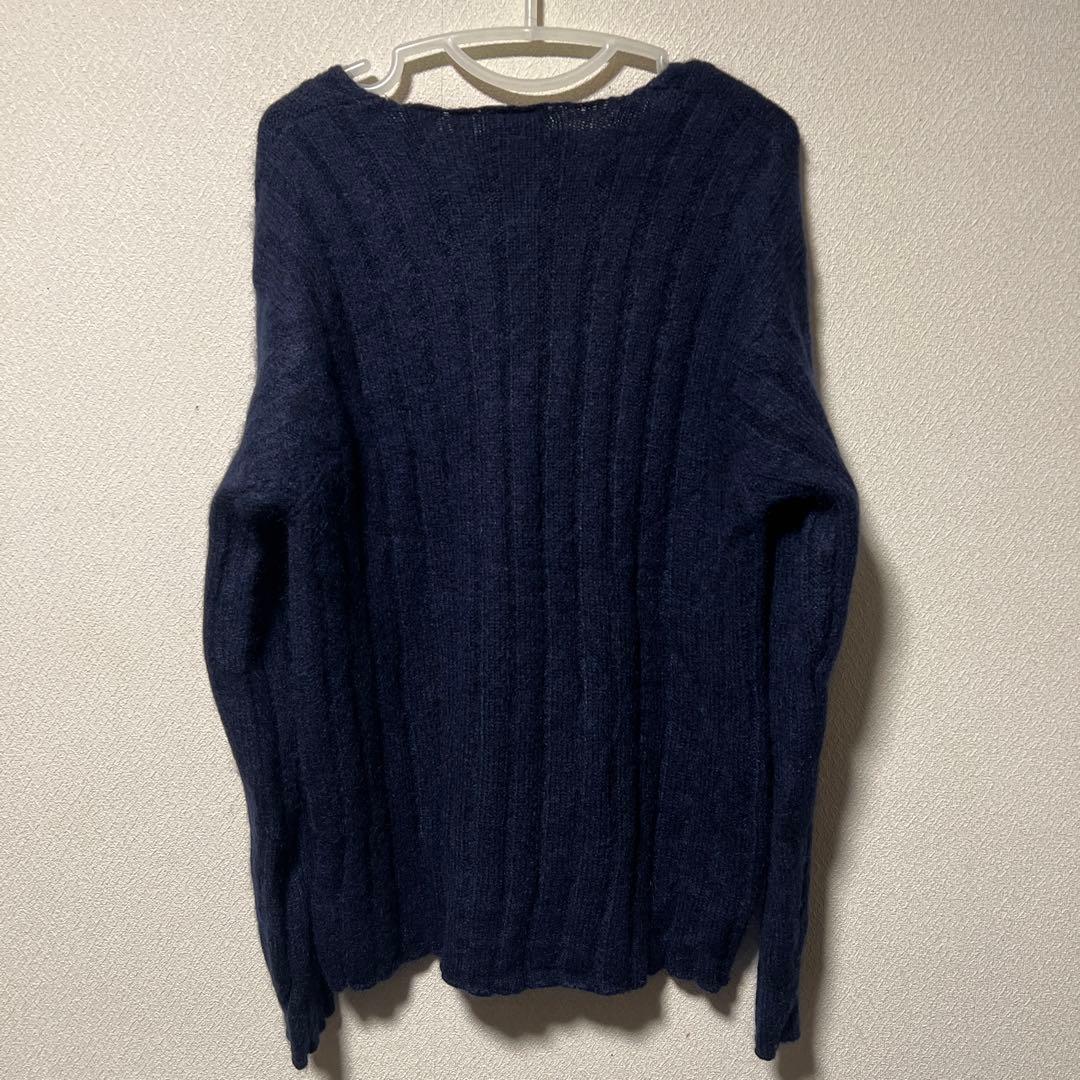 マ*ー様 希少　ダナキャランニューヨーク　DKNY 濃紺 Vネックモヘアセーター