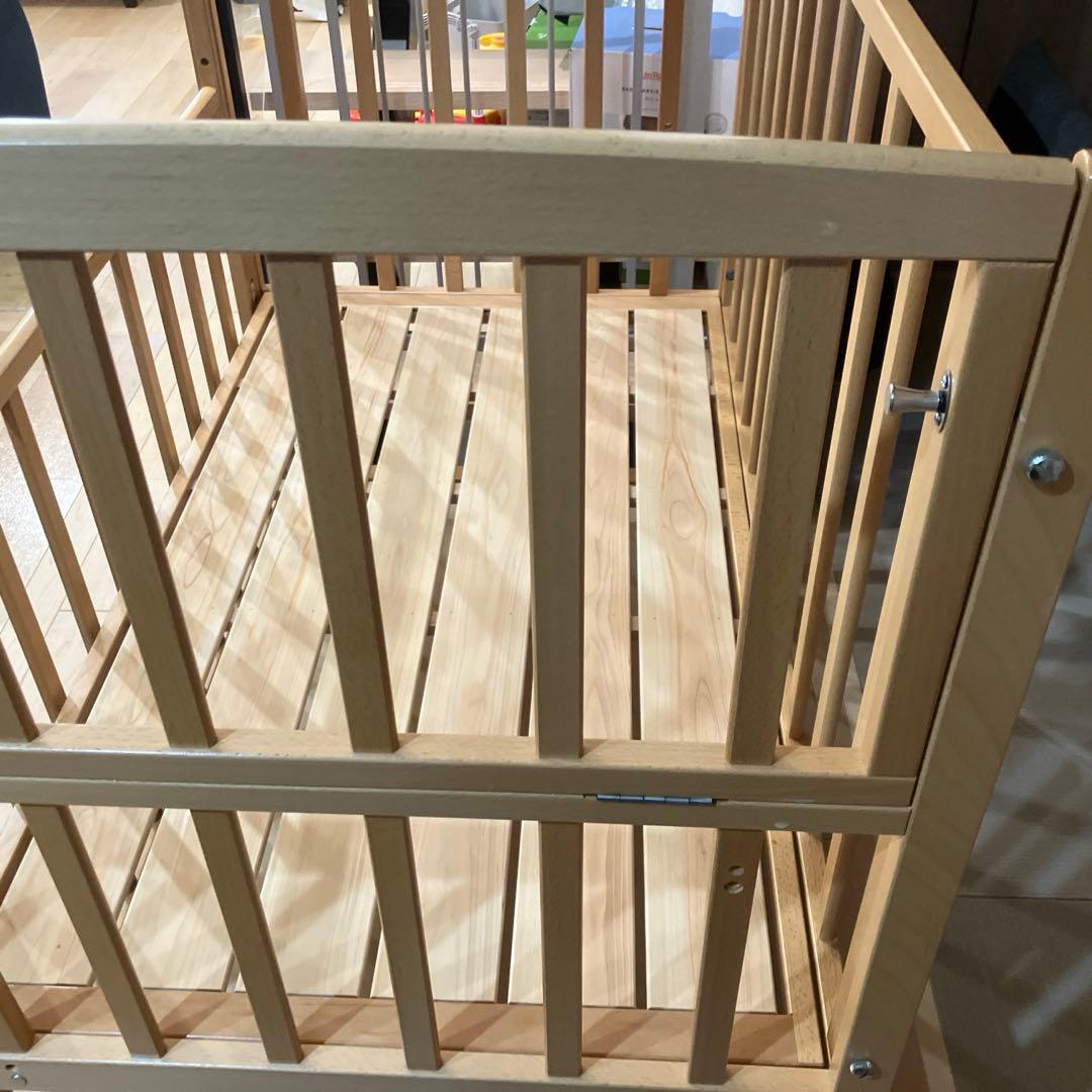 ハイタイプベビーベッド ツーオープン式｜板高さ調節可｜YAMASAKI製　すのこ