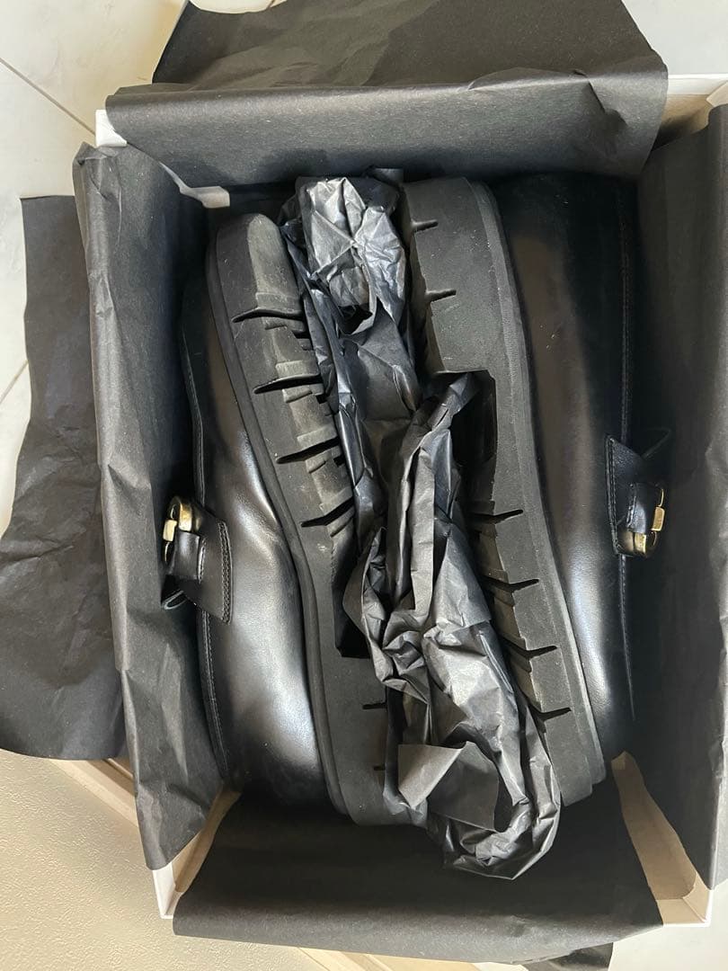 ルカグロッシ ビットローファー イタリア製 38 ブラック タンクソール 厚底