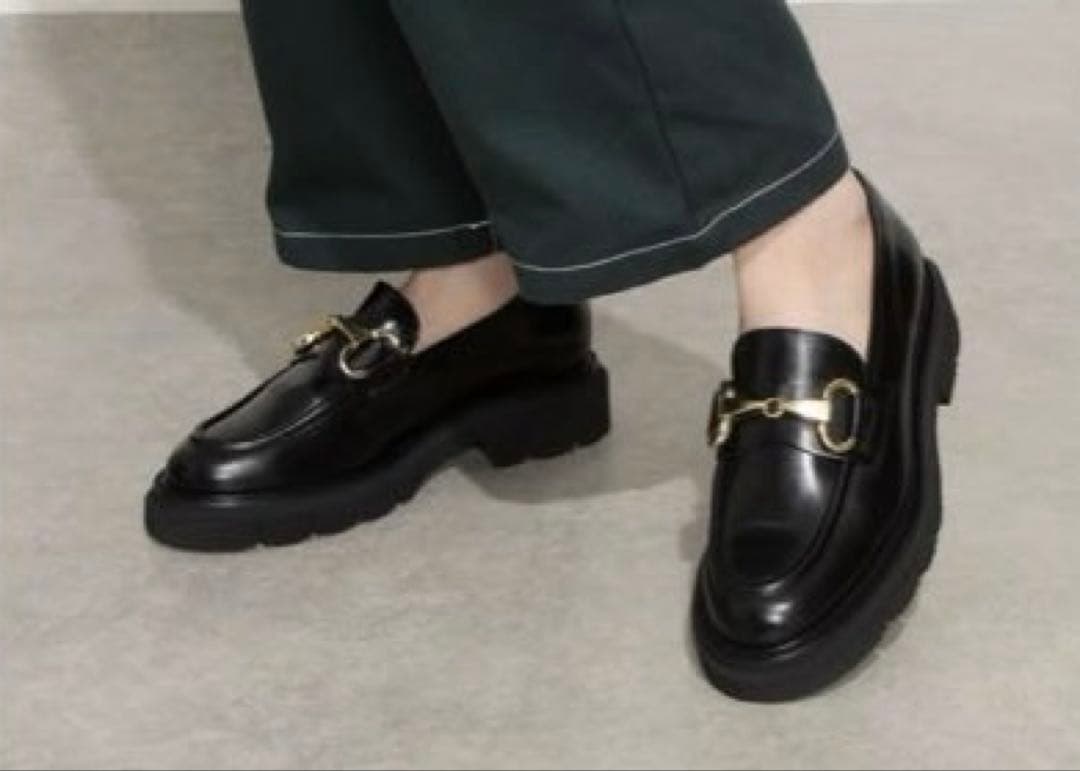 ルカグロッシ ビットローファー イタリア製 38 ブラック タンクソール 厚底