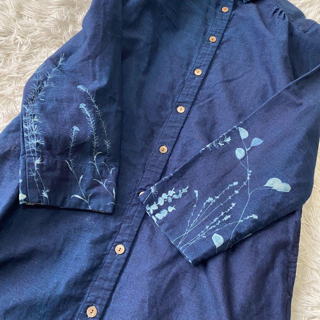 Blue Trick 岡山 藍染め デニムシャツ ロングワンピース Aライン