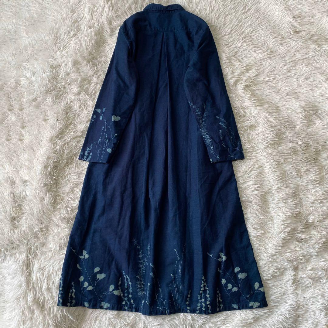 Blue Trick 岡山 藍染め デニムシャツ ロングワンピース Aライン