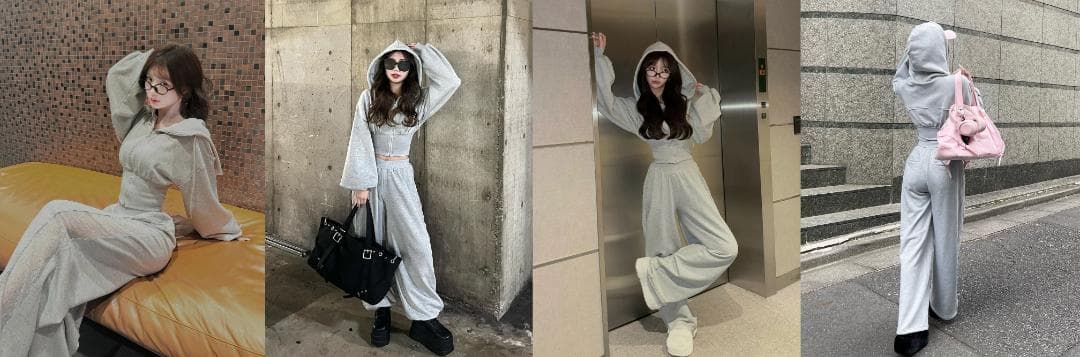 ダーリッチ darich カラーラメスウェットバレルパンツ グレー FREE