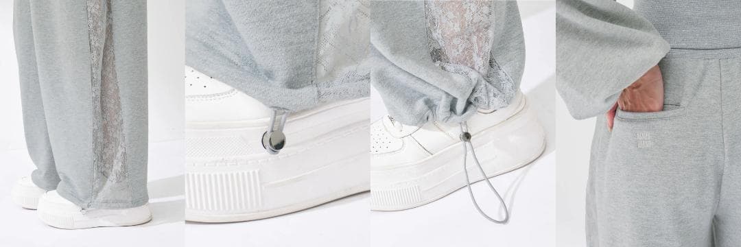 ダーリッチ darich カラーラメスウェットバレルパンツ グレー FREE