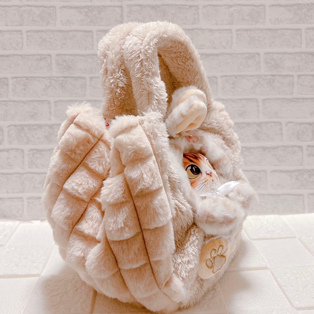 ポップコーンファー トートバッグ コヤンイサムチョン 猫 うさ耳 ヒョウ柄