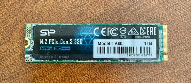 シリコンパワー M.2 SSD 1TB NVMe Gen3x4 P34A60