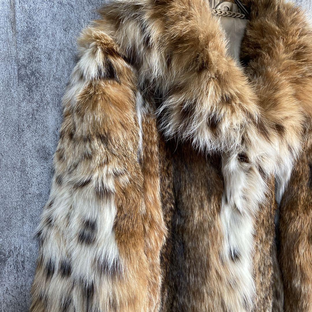 高級リアルファーコート 毛皮 ミックスファー 女優襟 ボリューム 11号