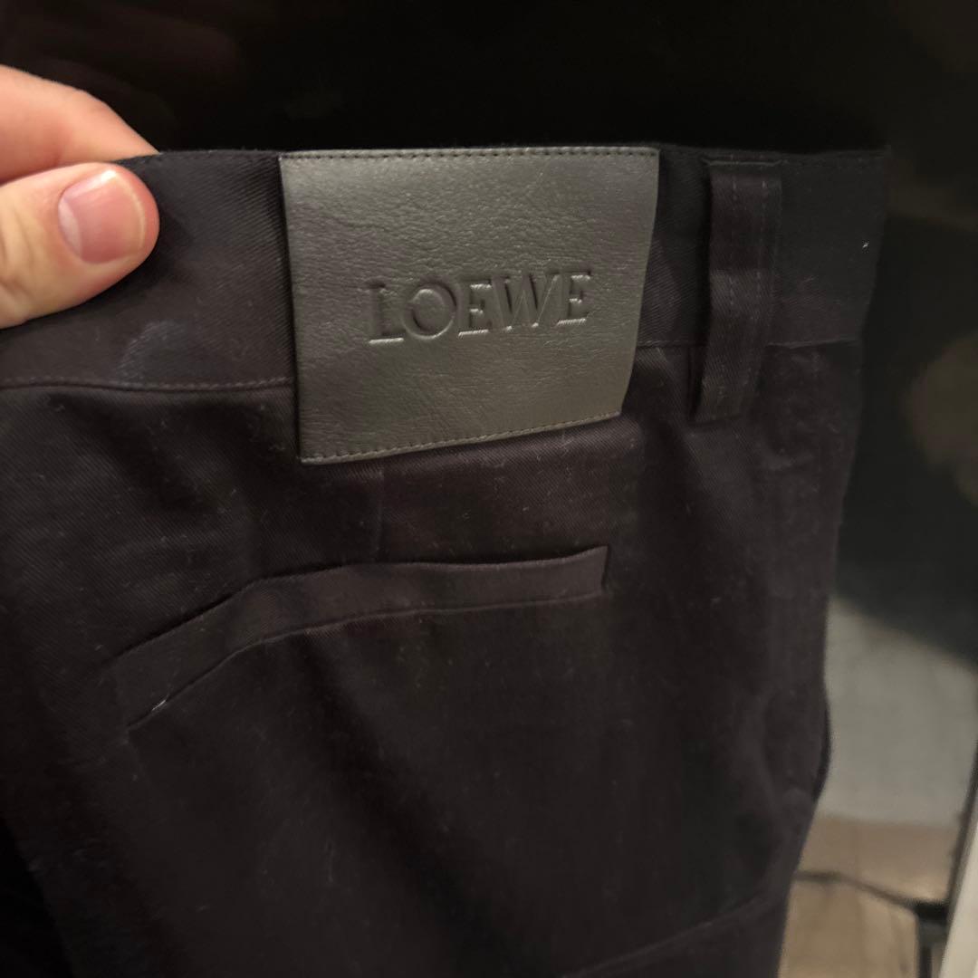 24AW ロエベ LOEWE カーゴトラウザーズ コットン パンツ 黒 48