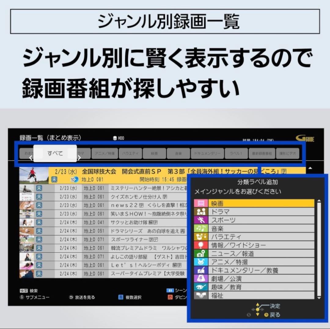パナソニック 2TB 3チューナー ブルーレイレコーダー DMR-4TS204