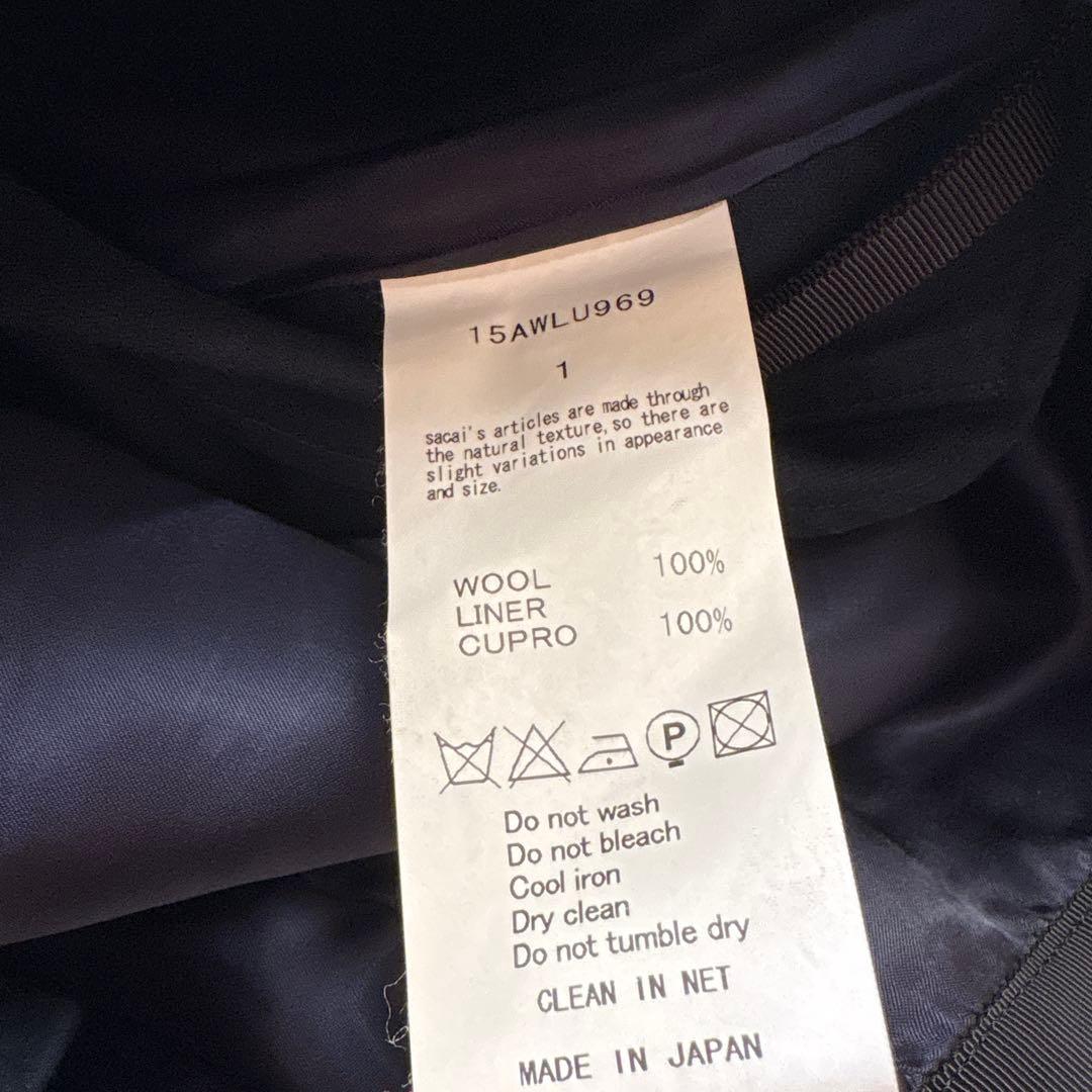 美品　sacai luck サカイラック　メルトンショートパンツ　ネイビー