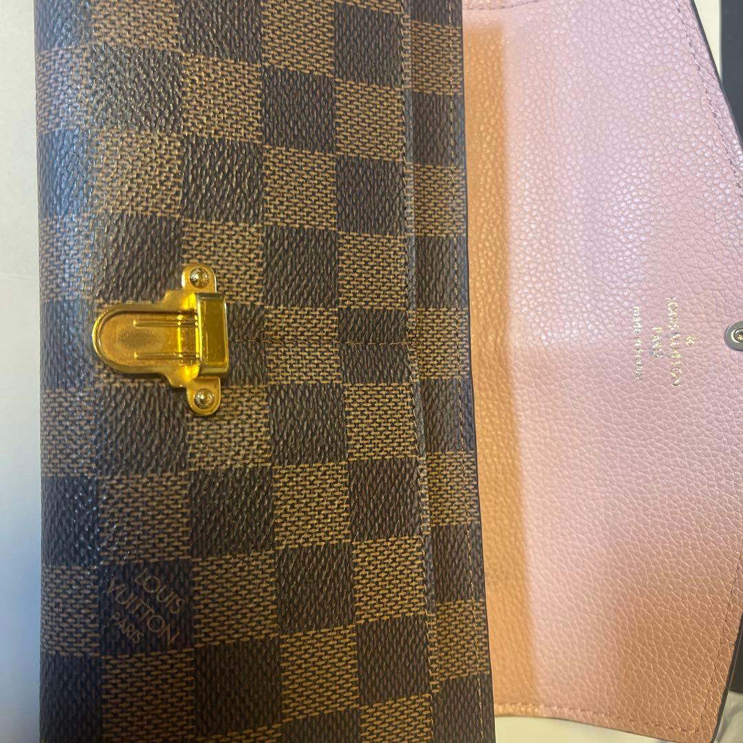 ダミエ・キャンバス 長財布 ピンクレザー