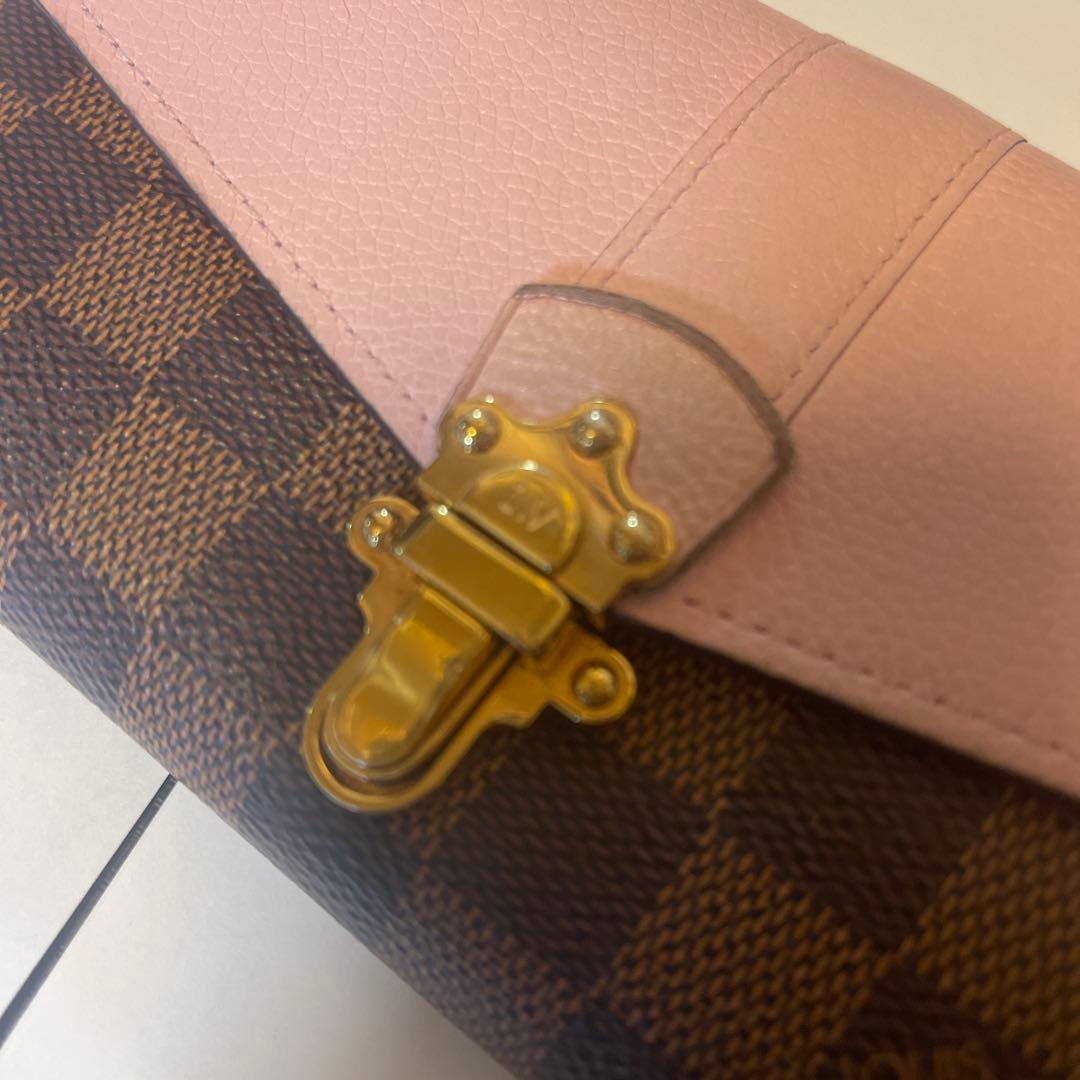 ダミエ・キャンバス 長財布 ピンクレザー