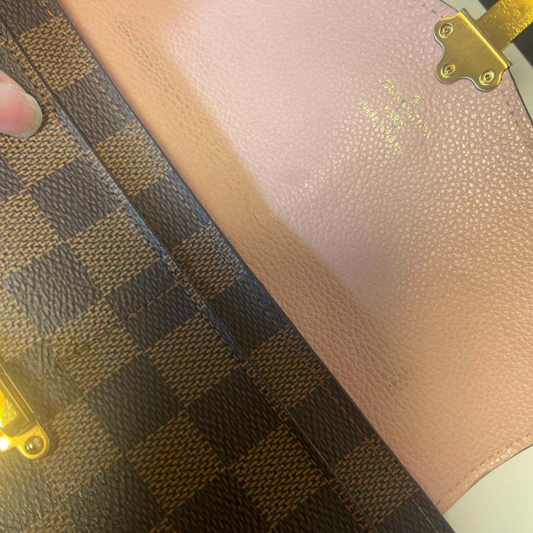 ダミエ・キャンバス 長財布 ピンクレザー