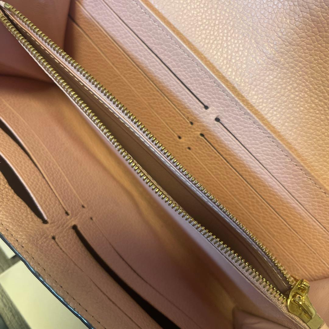 ダミエ・キャンバス 長財布 ピンクレザー