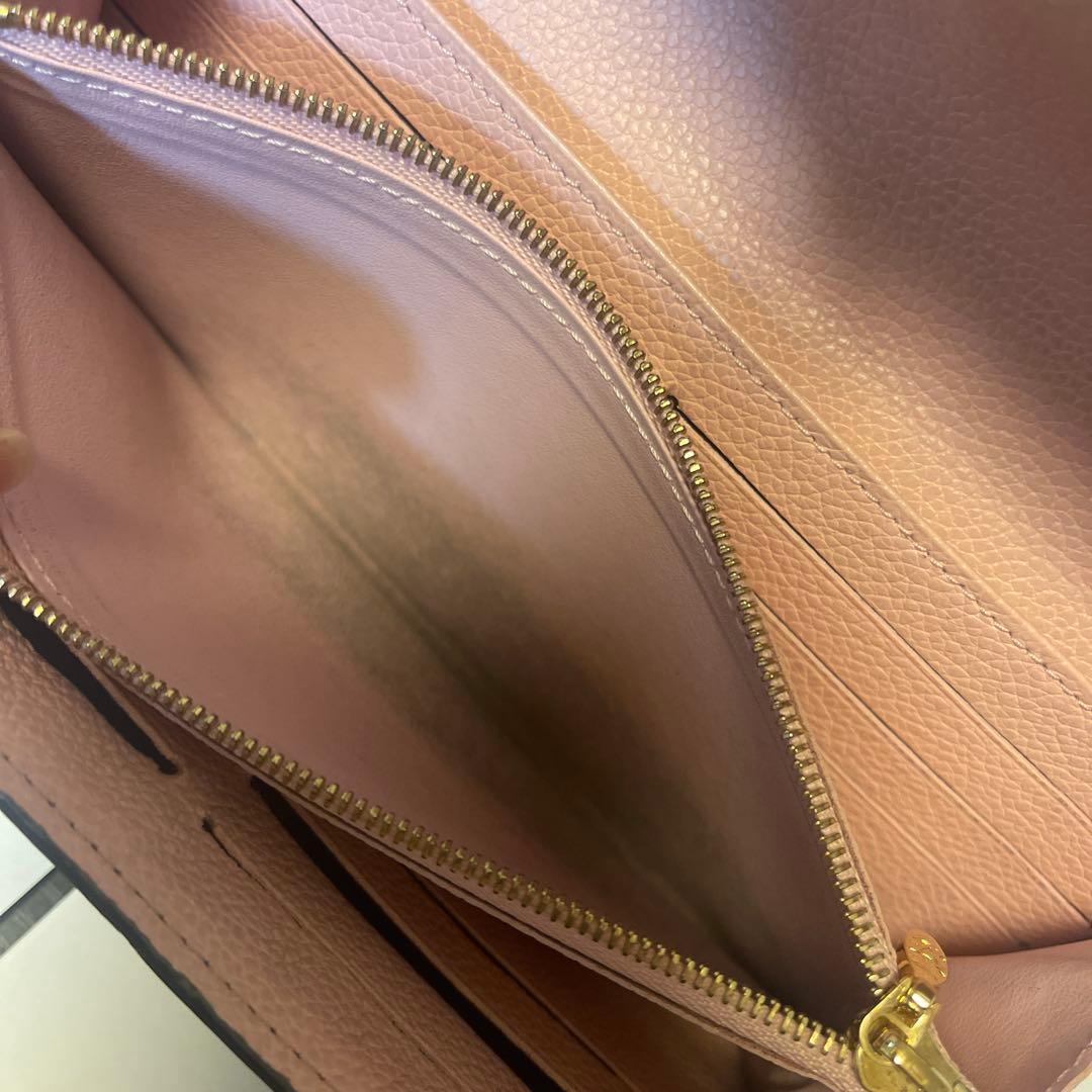 ダミエ・キャンバス 長財布 ピンクレザー