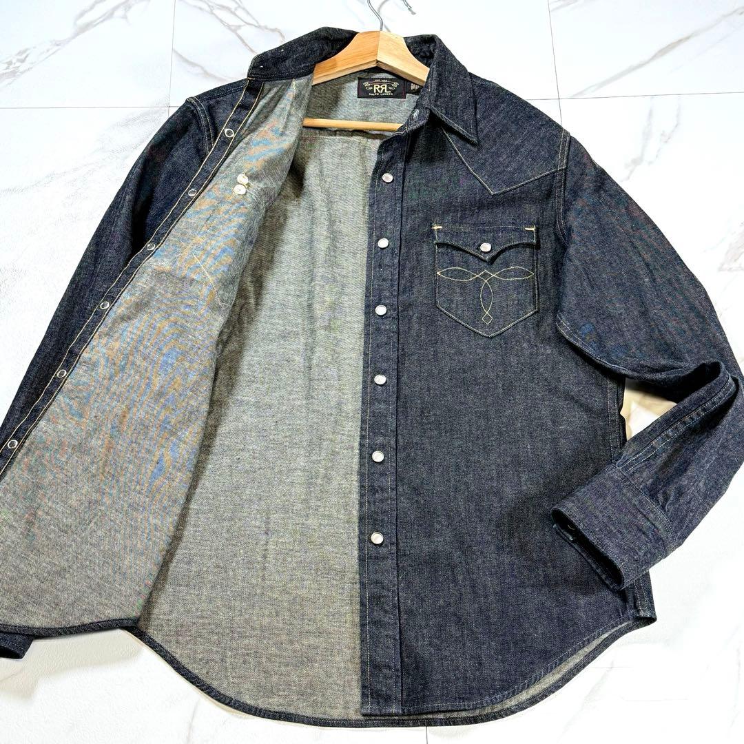 【極美品/M】RRL ダブルアールエル デニムシャツ ジャケット グレー系