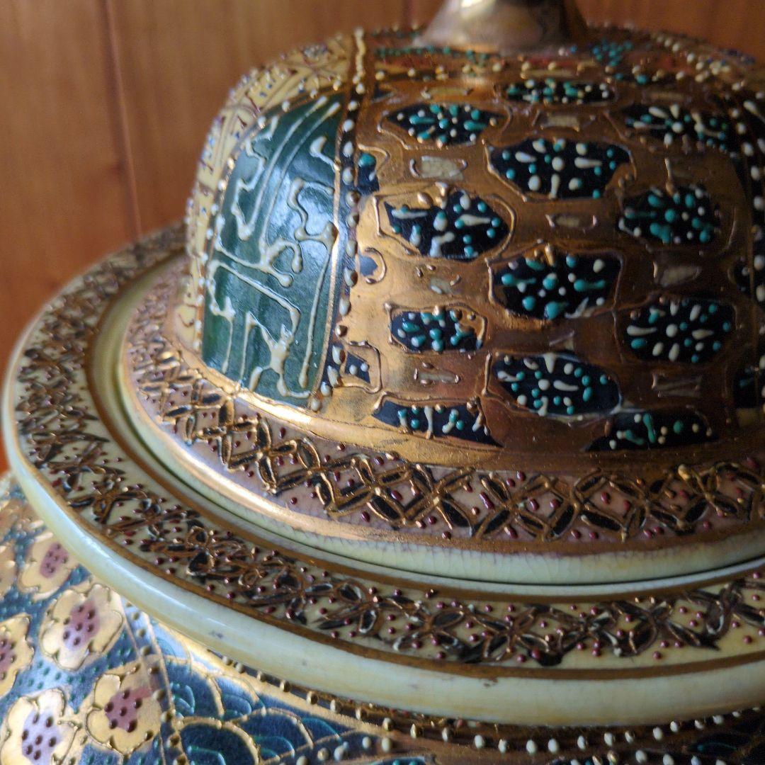 九谷焼 大香炉 三足 青粒 骨董 工芸品 古美術 アンティーク