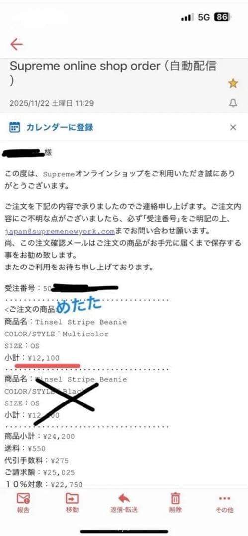 Supreme Tinsel Stripe Beanie ビーニー 25FW