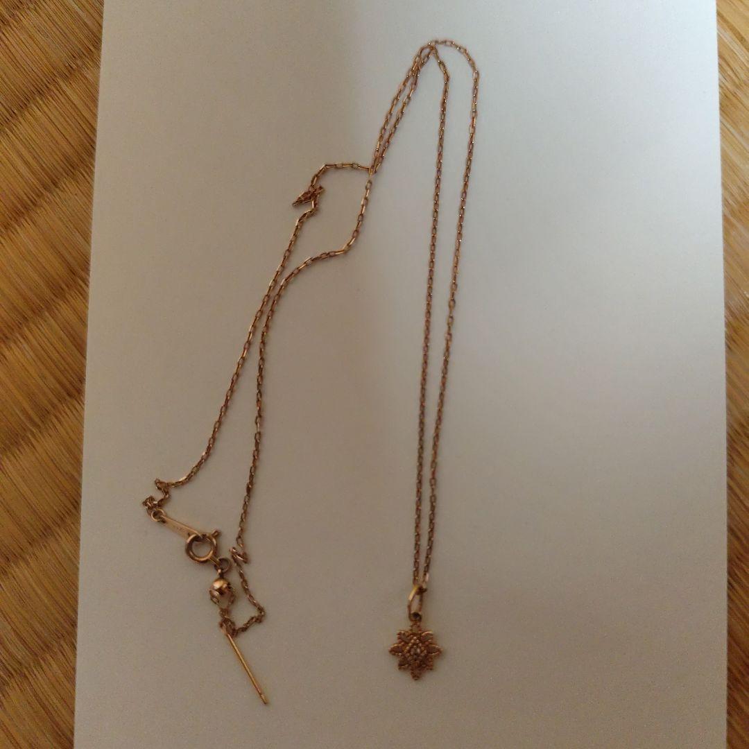 ■美品 アガット ネックレス K10PG×ダイヤモンド 結晶