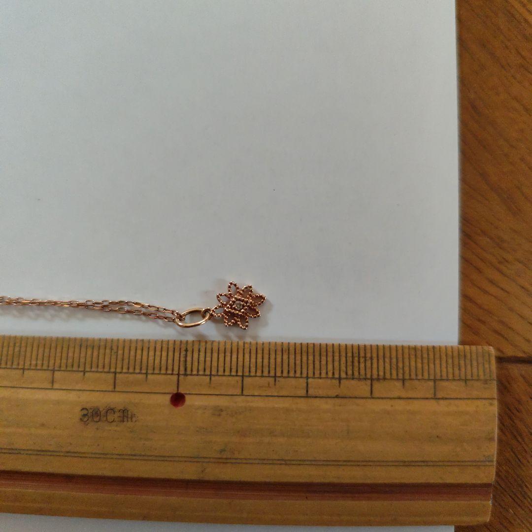 ■美品 アガット ネックレス K10PG×ダイヤモンド 結晶