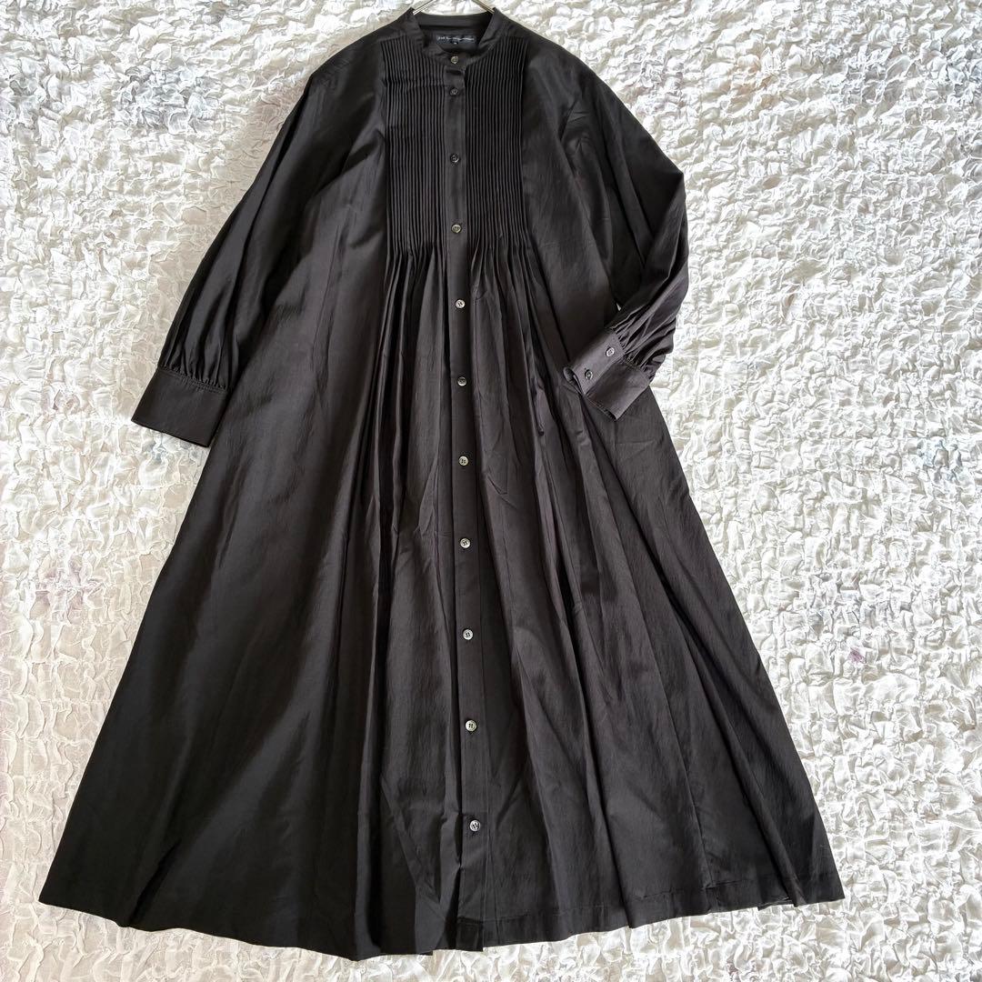 【美品】２３区 ヴィンテージ ライトタフタブザムワンピース 38 ダークブラウン