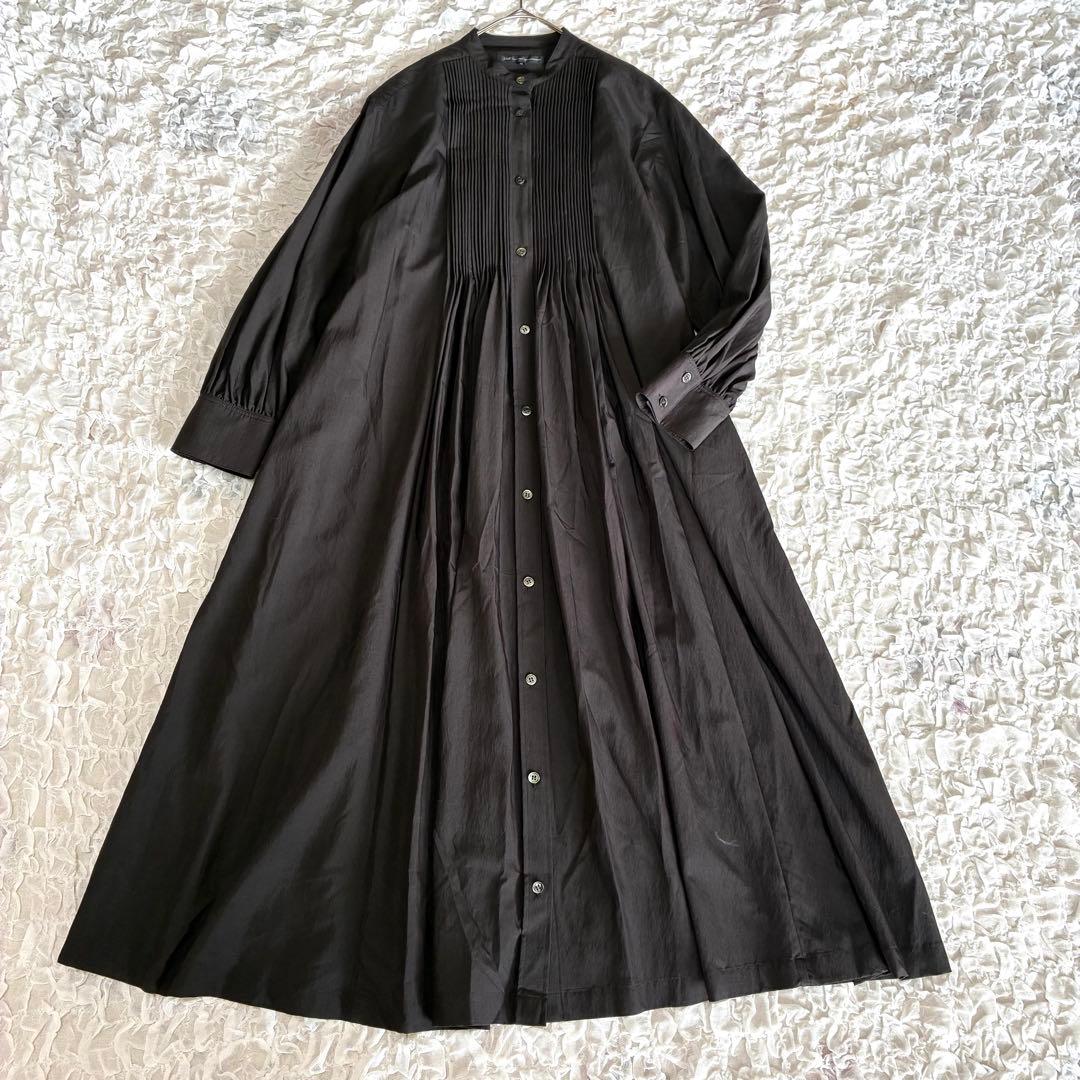 【美品】２３区 ヴィンテージ ライトタフタブザムワンピース 38 ダークブラウン