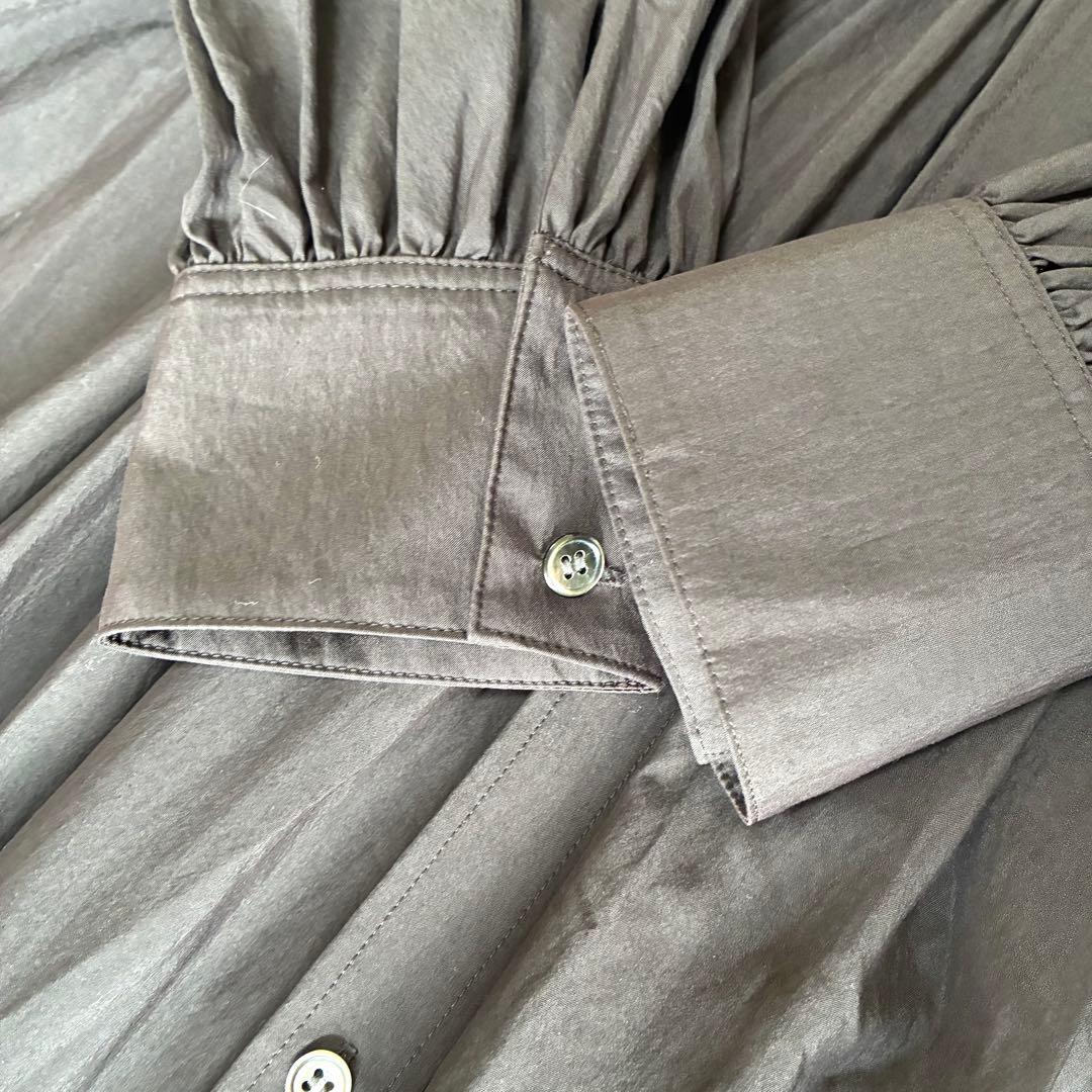 【美品】２３区 ヴィンテージ ライトタフタブザムワンピース 38 ダークブラウン