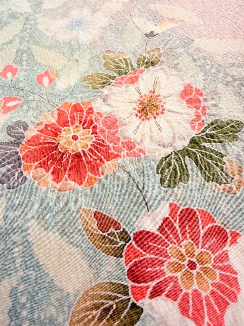 新品 高級 訪問着 正絹 絞り 辻が花 パステルカラー たたき染め ぼかし染め