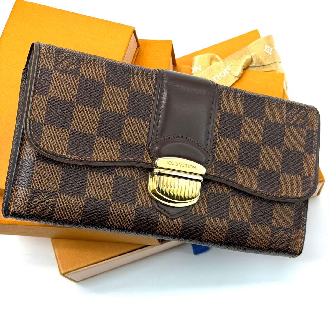 良品 ルイヴィトン ダミエ エベヌ ポルトフォイユ システィナ 財布 ブラウン