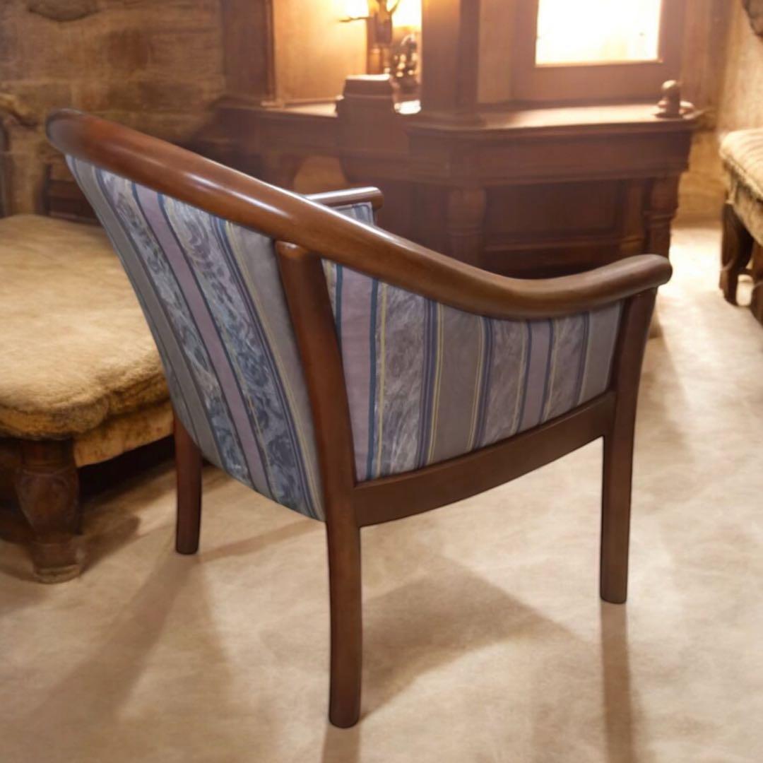 北欧レトロ モダン 木製 椅子 アームチェア ラウンジチェア ファブリック 高級