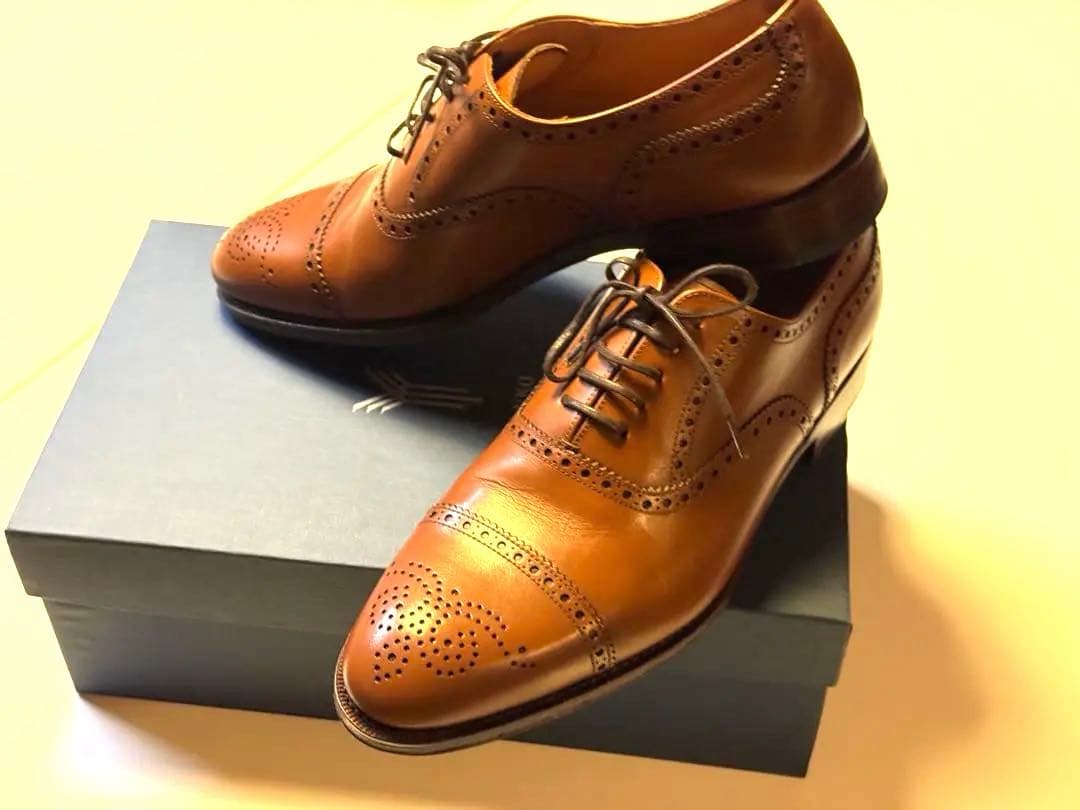 【新品未使用】YANKO ブラウン ウィングチップ シューズ