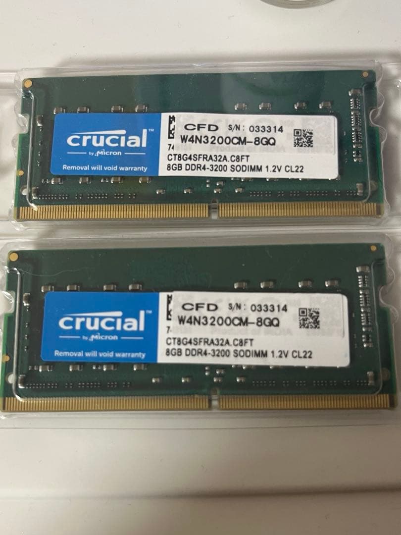 Crucial DDR4-3200 8GB×2枚組デスクトップ用メモリ　未使用品