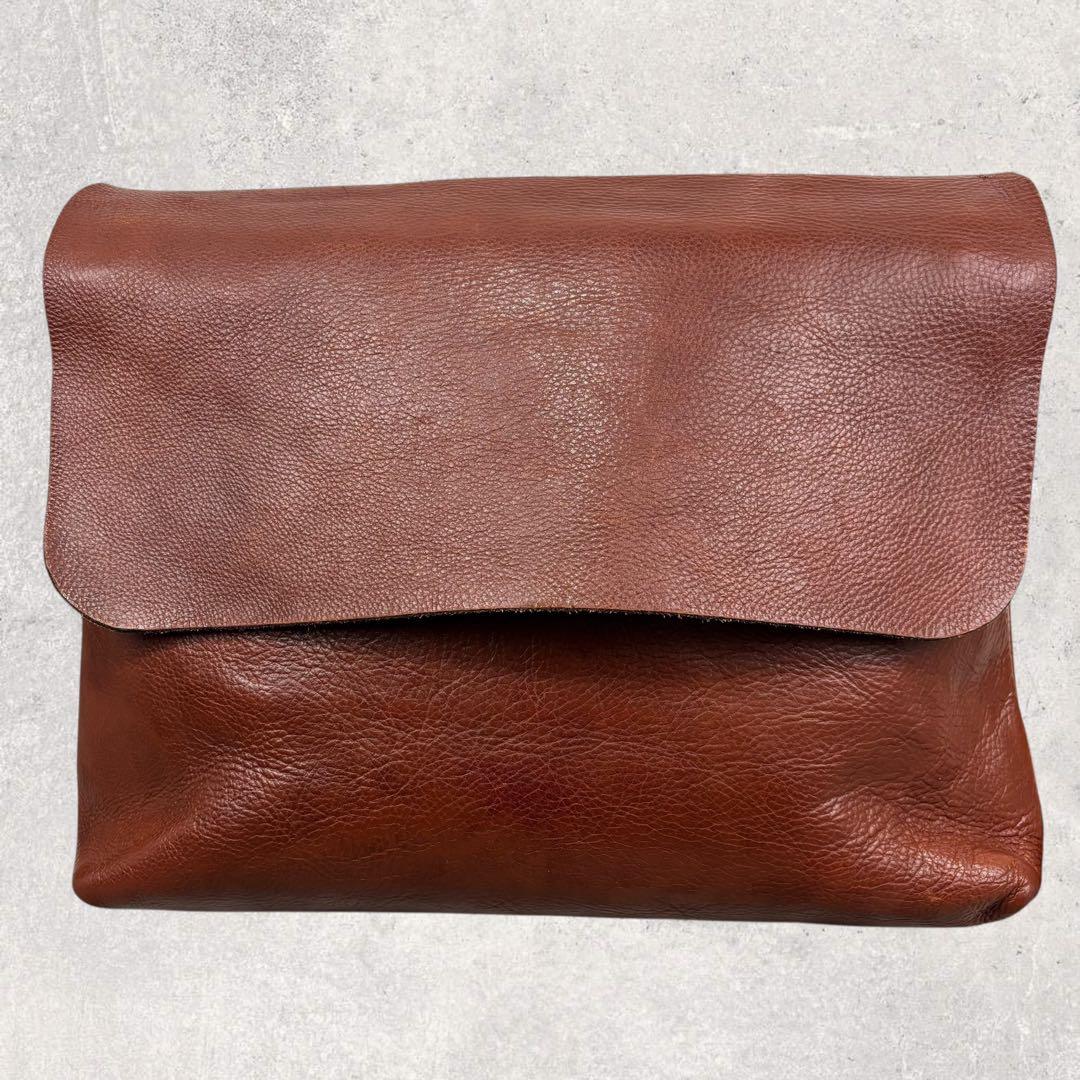 HERZ ヘルツ 半かぶせ ショルダーバッグ M ブラウン 本革 斜め掛け