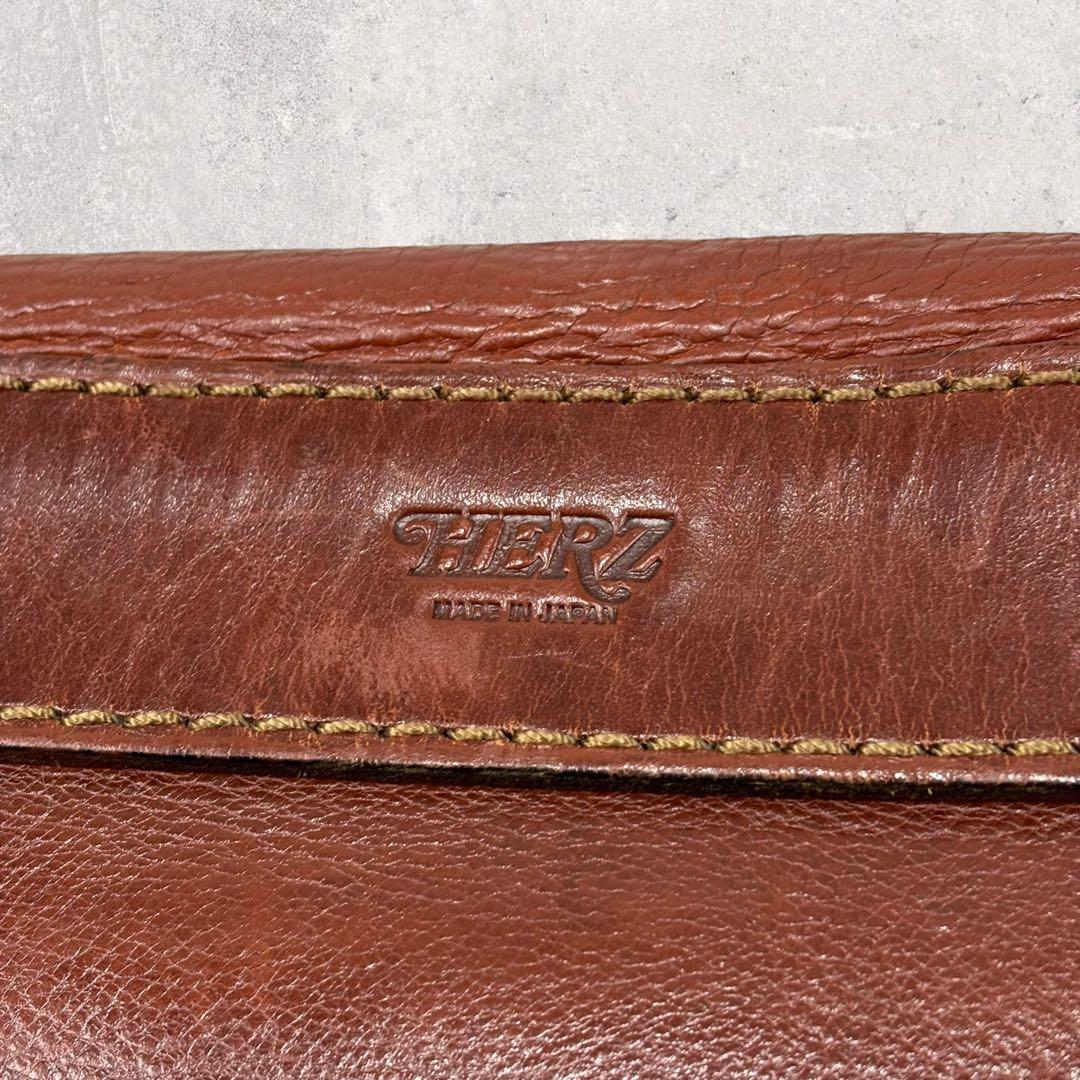 HERZ ヘルツ 半かぶせ ショルダーバッグ M ブラウン 本革 斜め掛け