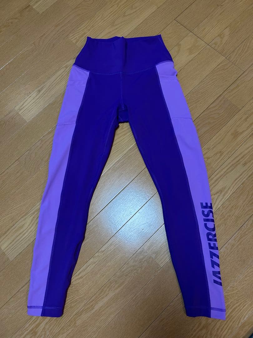 JAZZERCISE パープル カラーブロック レギンスS