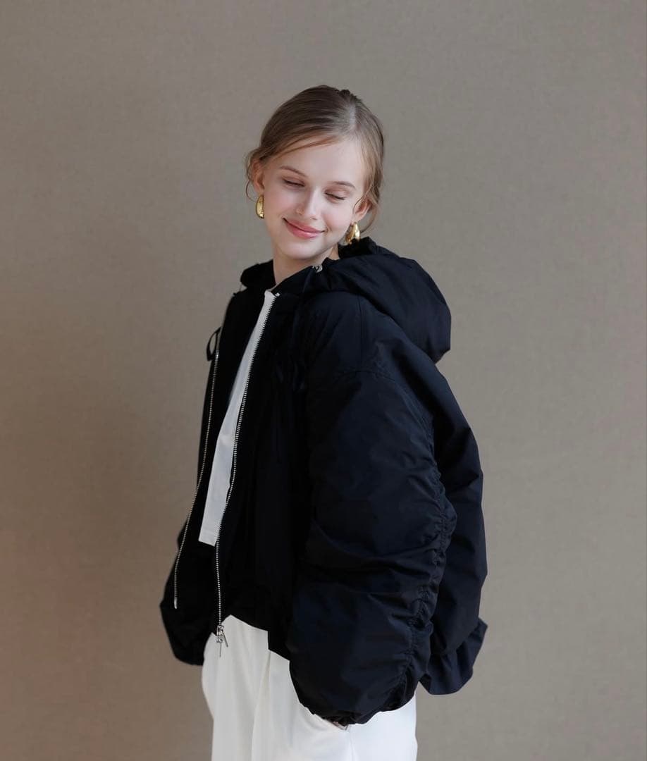 pois ポワ ribbon blouson リボンブルゾン　ブラック