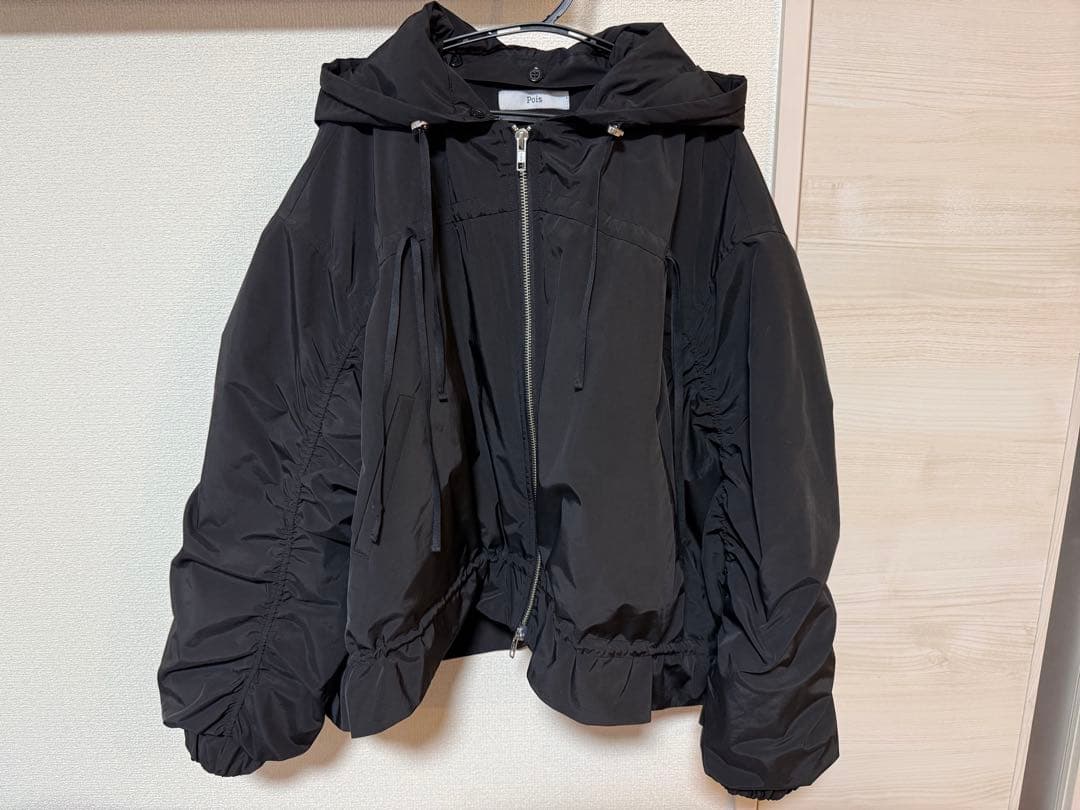 pois ポワ ribbon blouson リボンブルゾン　ブラック