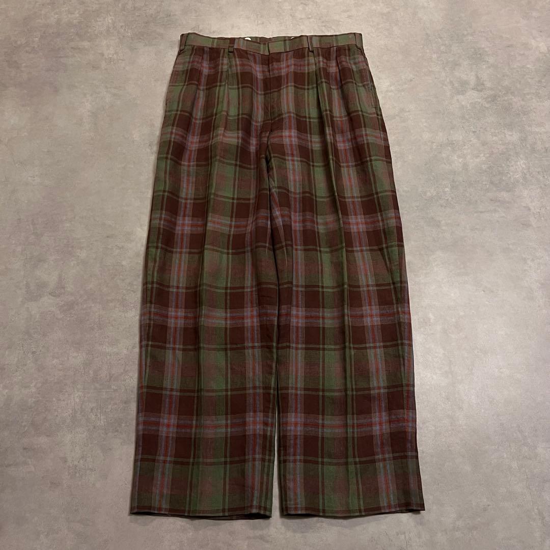 パンツ Ralph Lauren 90s check linen slacks