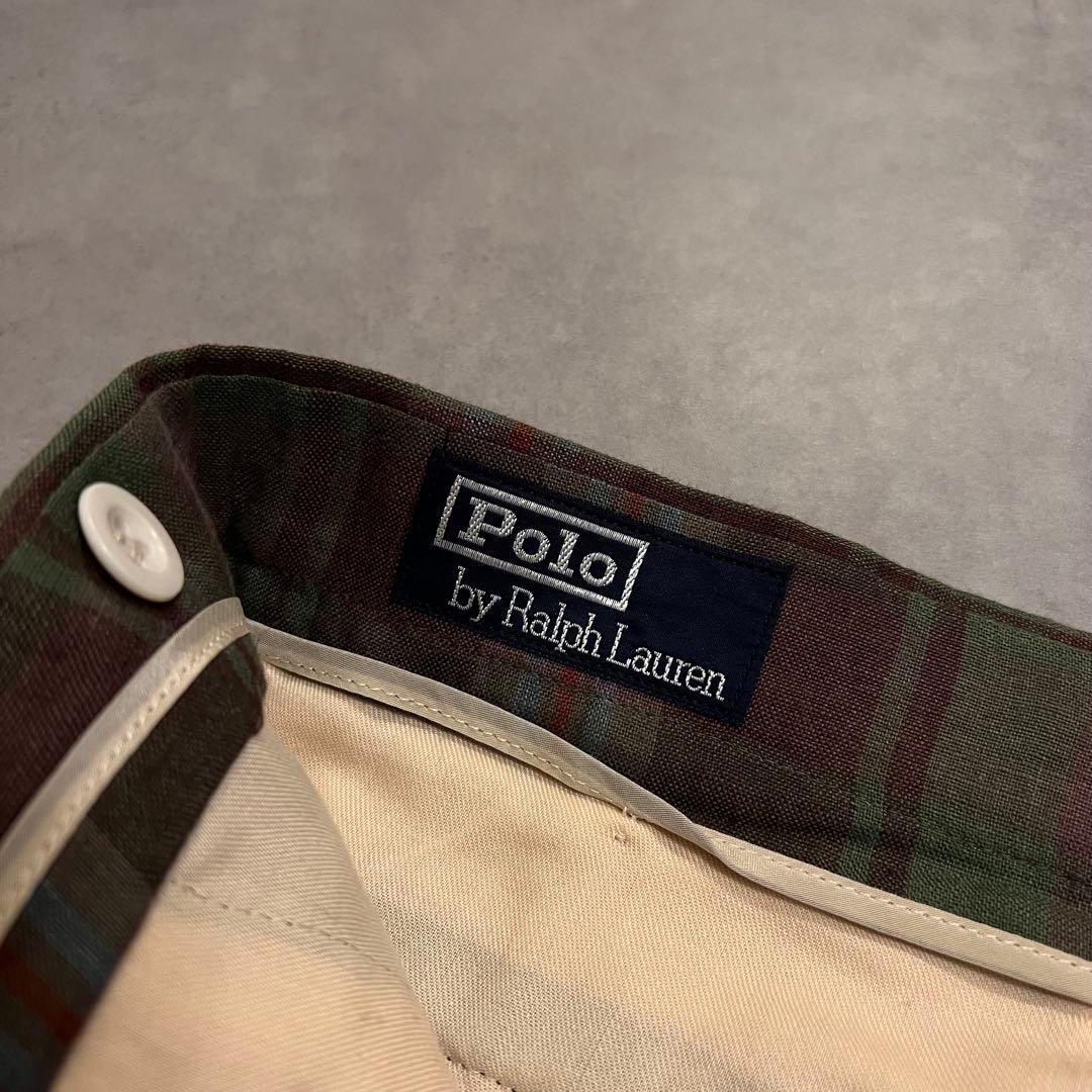 パンツ Ralph Lauren 90s check linen slacks