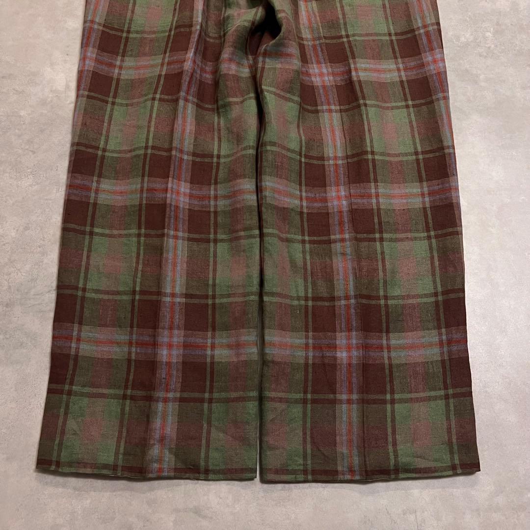 パンツ Ralph Lauren 90s check linen slacks
