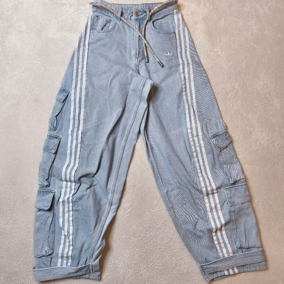 レディース Adilenium デニムカーゴパンツ　クリアブルー 26インチ