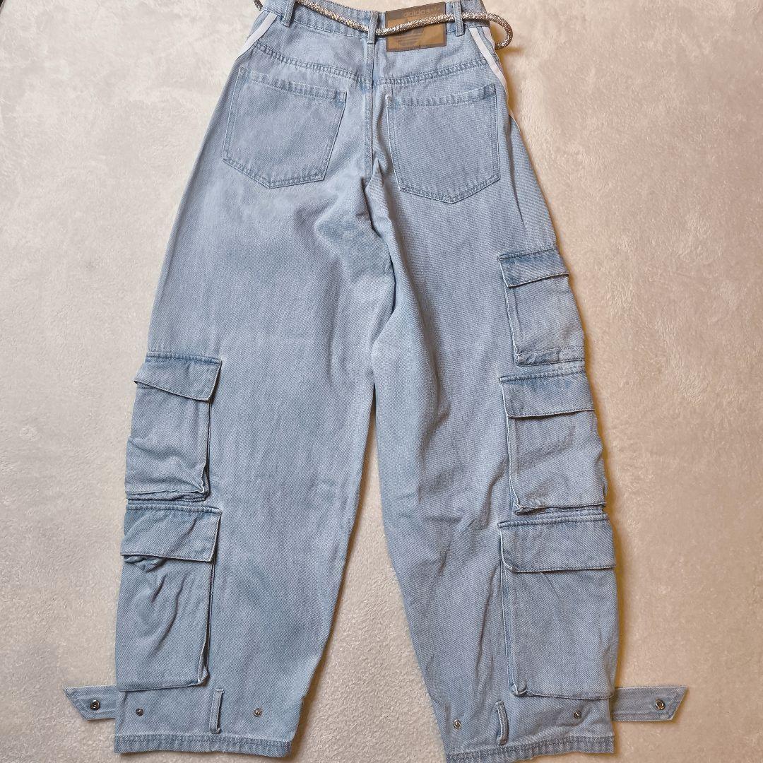 レディース Adilenium デニムカーゴパンツ　クリアブルー 26インチ