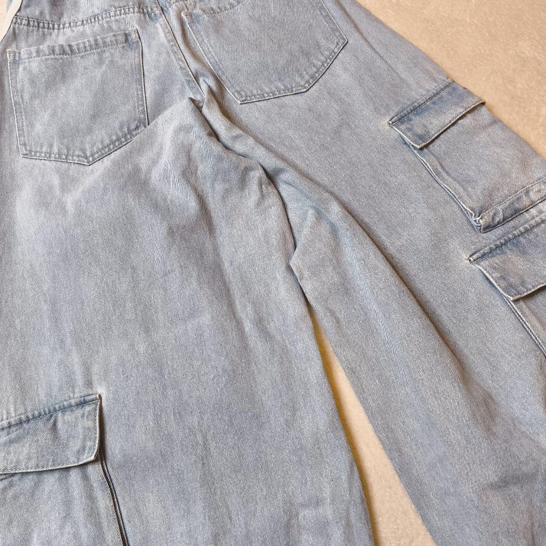 レディース Adilenium デニムカーゴパンツ　クリアブルー 26インチ