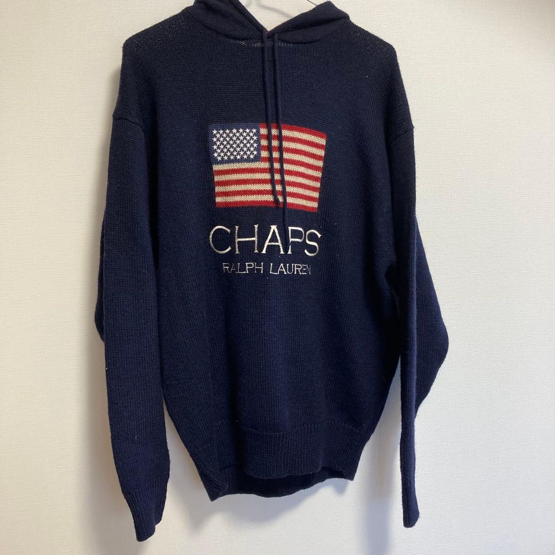 CHAPS RALPH LAUREN ニットセーター 90s ネイビー 星条旗